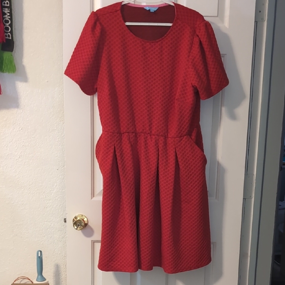 Draper James Vibrant Red Textured Heart Dress - Picture 1 of 3